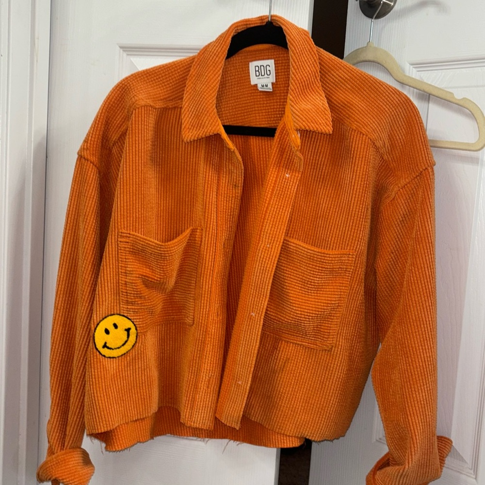 BDG urban outfitters orange corduroy cropped shacket